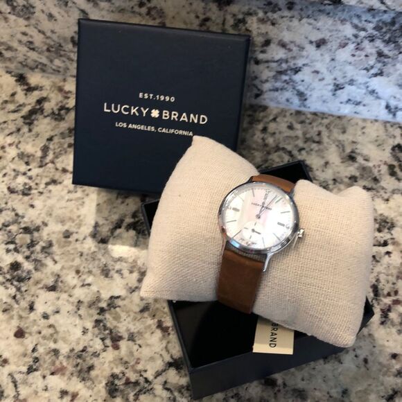 Lucky Brand Ventana Leather Mother of Pearl watch New with tags  LW00156 - Picture 3 of 8